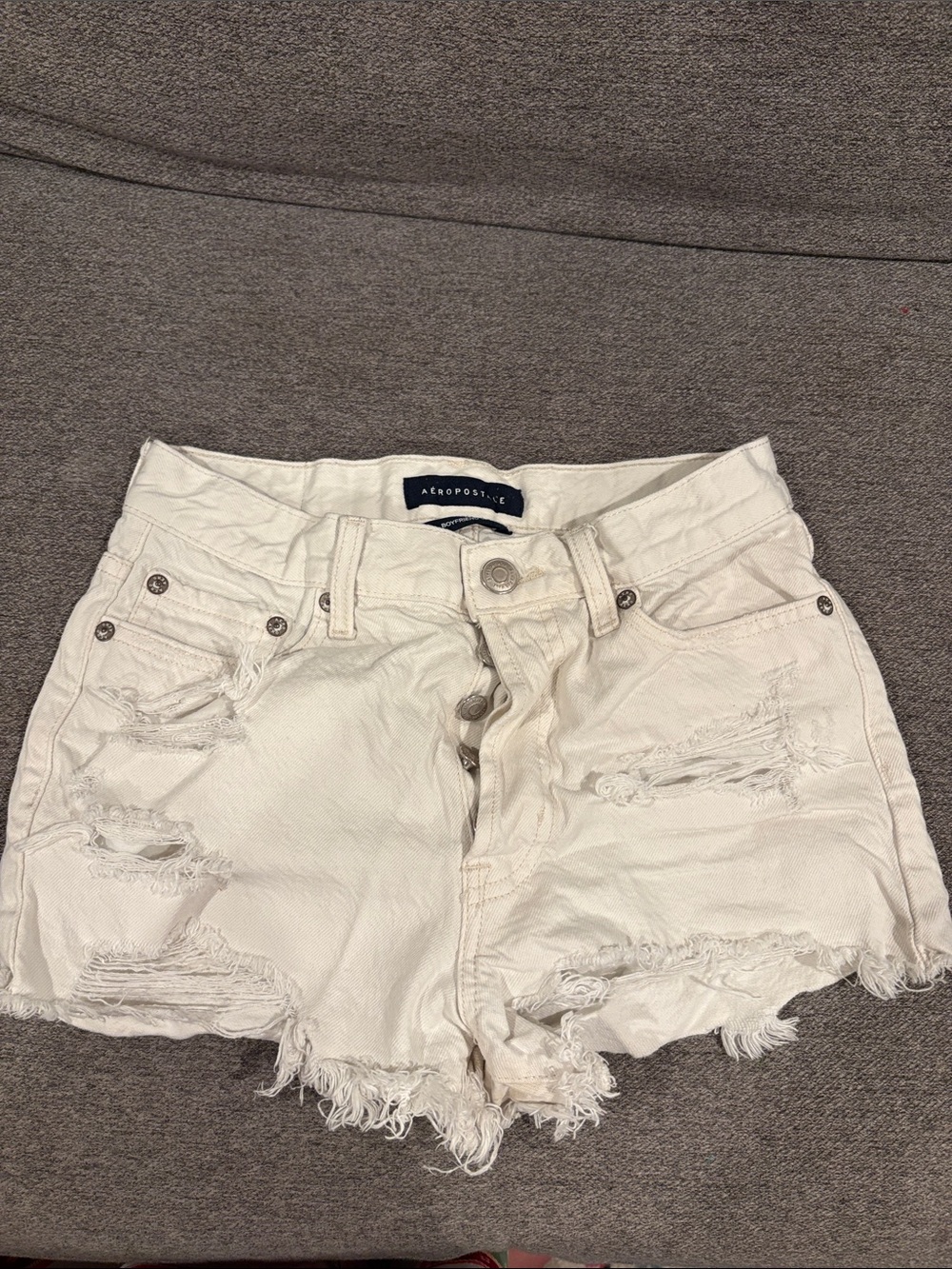 Aeropostale White Distressed Denim Cutoff Shorts